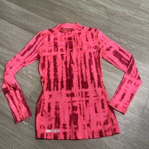 Under Armour Shirt Womens Small Pink ColdGear Fitted Mock Long Sleeve Athletic